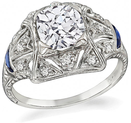 Art Deco GIA Certified 1.24ct Diamond Engagement Ring