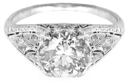 Art Deco GIA J VVS2 1.52ct Round Diamond Engagement Ring