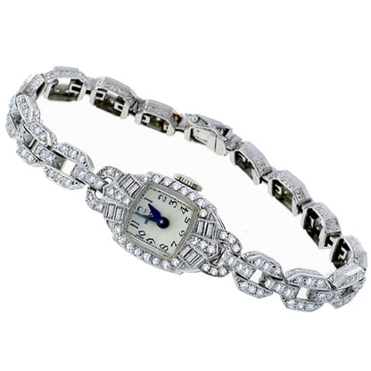 Art Deco Hamilton  3.70ct Diamond Platinum  Watch