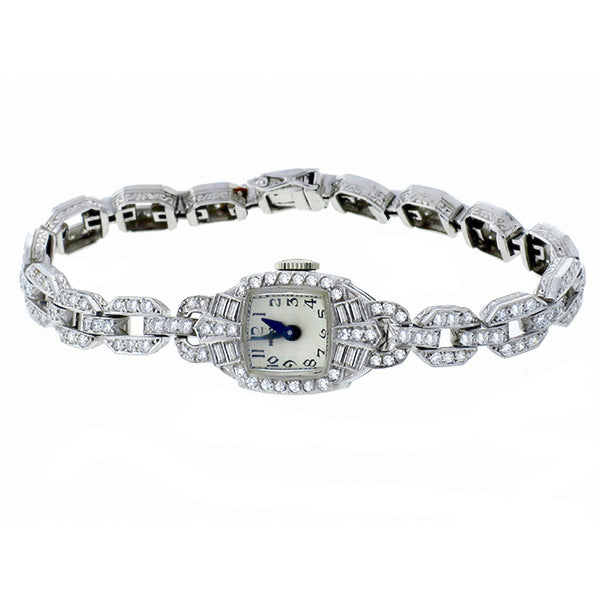 Art Deco Hamilton  3.70ct Diamond Platinum  Watch