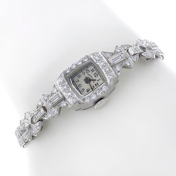 Art Deco Hamilton   4.00ct Diamond Platinum Watch