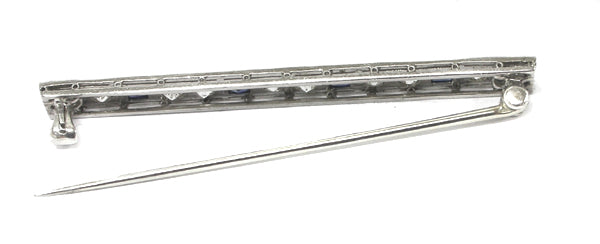 Art Deco Platinum Diamond Sapphire Pin