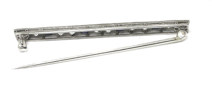 Art Deco Platinum Diamond Sapphire Pin