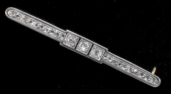 Art Deco Platinum and 14k Yellow Gold Diamond Pin