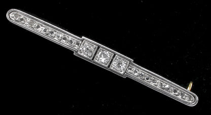 Art Deco Platinum and 14k Yellow Gold Diamond Pin