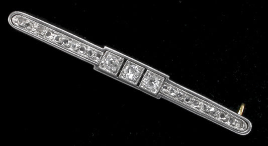 Art Deco Platinum and 14k Yellow Gold Diamond Pin