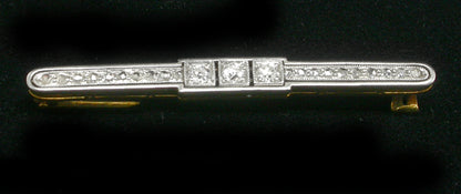 Art Deco Platinum and 14k Yellow Gold Diamond Pin