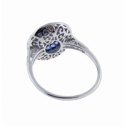 Art Deco Style 0.60ct Diamond 0.68ct Sapphire  Engagement Ring