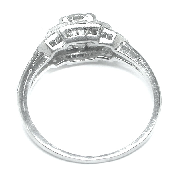 Art Deco Style 0.60ct Old Mine Cut Diamond 18k White Gold Ring