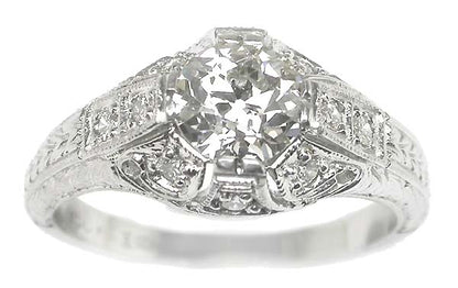 Art Deco Style 0.93ct Diamond Platinum Engagement Ring