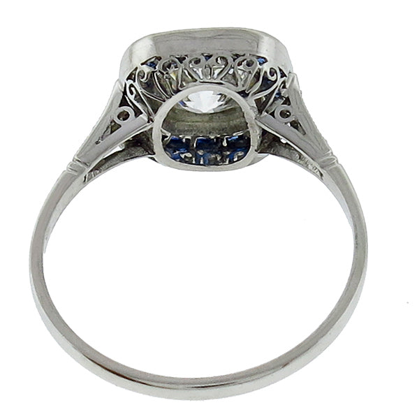 Art Deco Style 1.00ct Diamond Sapphire Engagement Ring