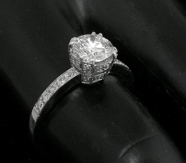 Art Deco Style 1.01ct Round Diamond Engagement Ring