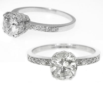 Art Deco Style 1.01ct Round Diamond Engagement Ring