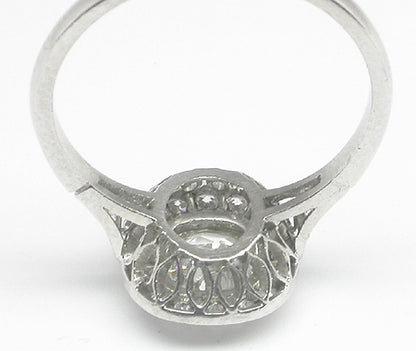 Art Deco  Style 1.02ct Cushion Brilliant Diamond Platinum Engagement Ring