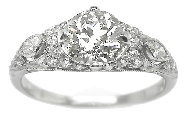 Art Deco Style 1.24ct Diamond Platinum Engagement Ring