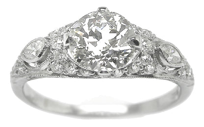 Art Deco Style 1.24ct Diamond Platinum Engagement Ring