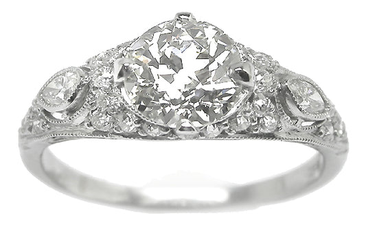 Art Deco Style 1.24ct Diamond Platinum Engagement Ring