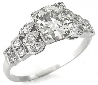Art Deco Style 1.37ct Diamond Platinum Engagement Ring