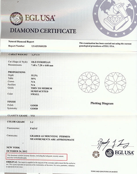 Art Deco Style 1.37ct Diamond Platinum Engagement Ring