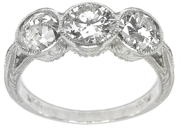 Art Deco Style  1.72ct Diamond Platinum Ring