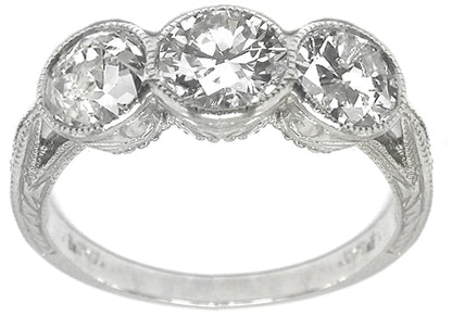Art Deco Style  1.72ct Diamond Platinum Ring