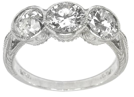 Art Deco Style  1.72ct Diamond Platinum Ring