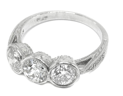 Art Deco Style  1.72ct Diamond Platinum Ring