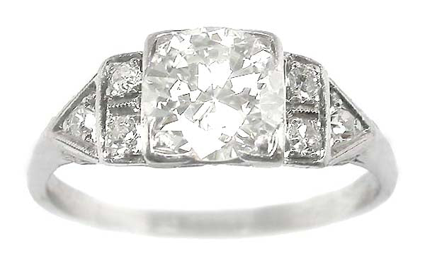 Art Deco Style 1ct Diamond Platinum Engagement Ring