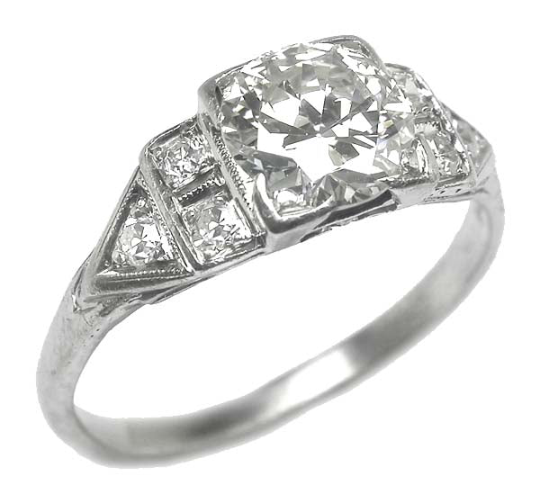 Art Deco Style 1ct Diamond Platinum Engagement Ring