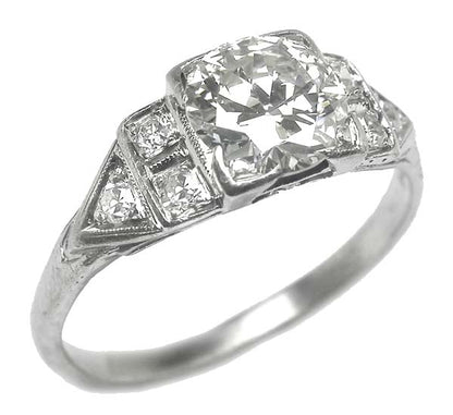 Art Deco Style 1ct Diamond Platinum Engagement Ring