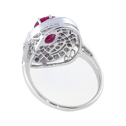 Art Deco Style 2.00ct Ruby  0.40ct Diamond  Gold Ring