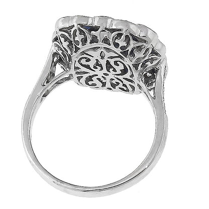 Art Deco Style 3.48ct Cushion Sapphire Diamond Ring in 18 Karat Gold