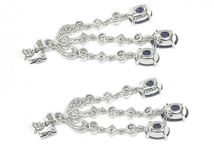Art Deco Style 3.58ct Sapphire 0.60ct Diamond   Chandelier Earrings