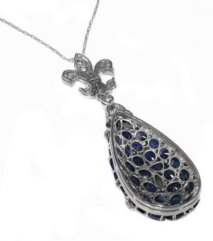Art Deco Style 37.55ct Ceylon Sapphire Diamond Pendant