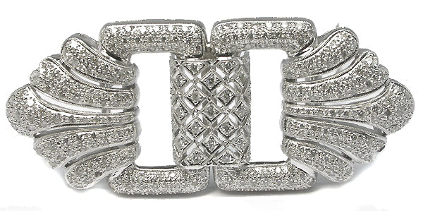 Art Deco Style 4ct Diamond 18k White Gold Pin