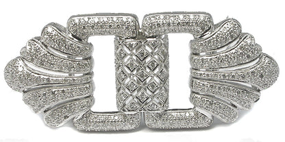 Art Deco Style 4ct Diamond 18k White Gold Pin