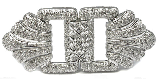 Art Deco Style 4ct Diamond 18k White Gold Pin