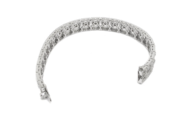 Art Deco Style 5.50ct Diamond 18k White Gold Filigree Floral Bracelet