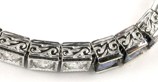Art Deco Style  7.00ct Sapphire 2.10ct Diamond Bracelet