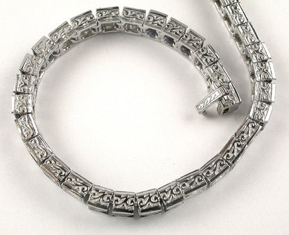 Art Deco Style  7.00ct Sapphire 2.10ct Diamond Bracelet