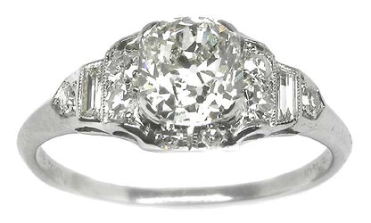 Art Deco Style EGL I-J SI1 1.11ct Diamond Platinum Engagement Ring