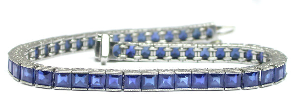 Art Deco Style  Platinum 14ct  Sapphire Bracelet