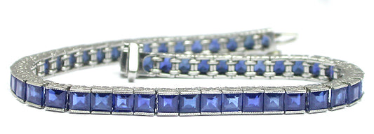 Art Deco Style  Platinum 14ct  Sapphire Bracelet