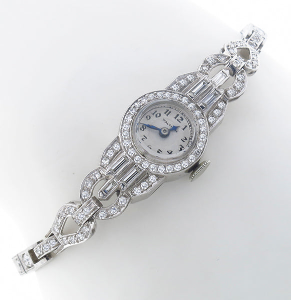 Art Deco Waltham 4.00ct Diamond Platinum Watch