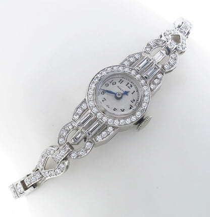 Art Deco Waltham 4.00ct Diamond Platinum Watch