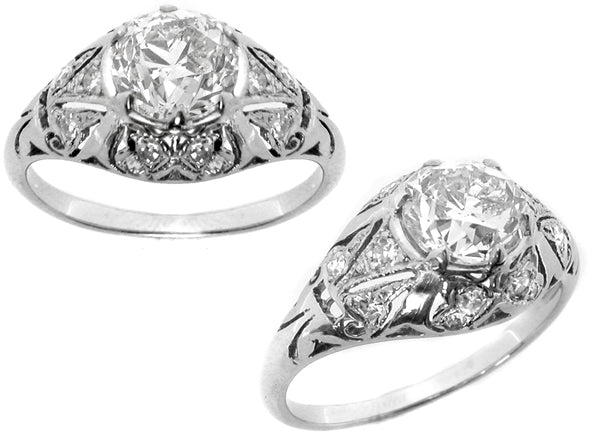 Art Deco1.36ct Old European Diamond Engagement Ring