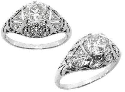 Art Deco1.36ct Old European Diamond Engagement Ring