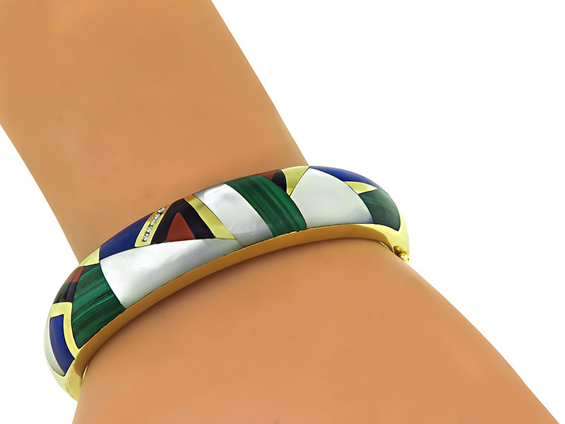 Asch Grossbardt Style Gold Bangle Israel Rose