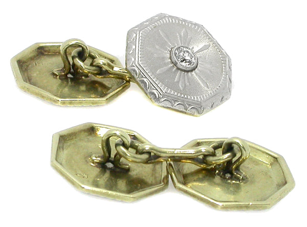 Authentic Antique Diamond Gold Cufflinks
