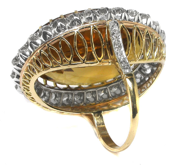 Authentic Citrine Diamond Cocktail Ring